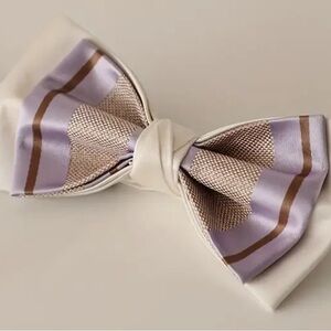 Elegant Cream and Purple Bow Tie